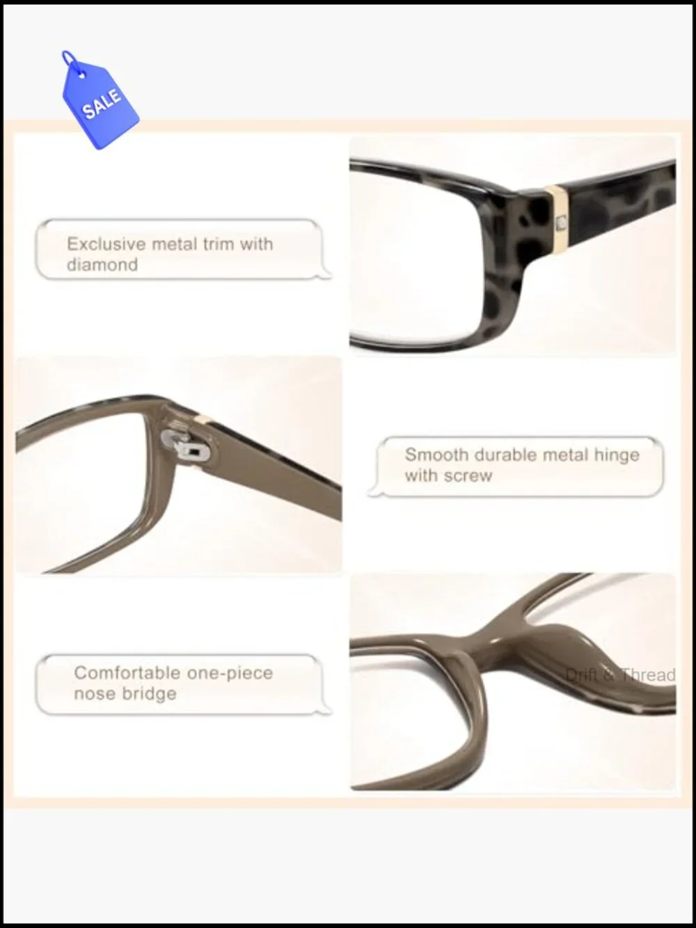 2 Pack Vintage Blue Light Blocking Reading Glasses with Case